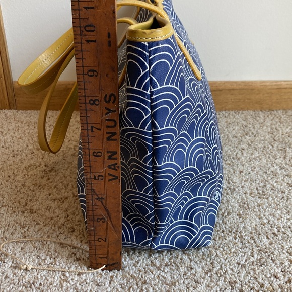 Jonathan Adler Modern Mod Blue White Semi Circle Pattern Canvas Tote Purse Bag - Picture 13 of 14